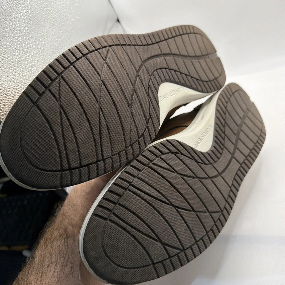 Lands End Sport Oxford Dark‎ Tan And White. Size 11